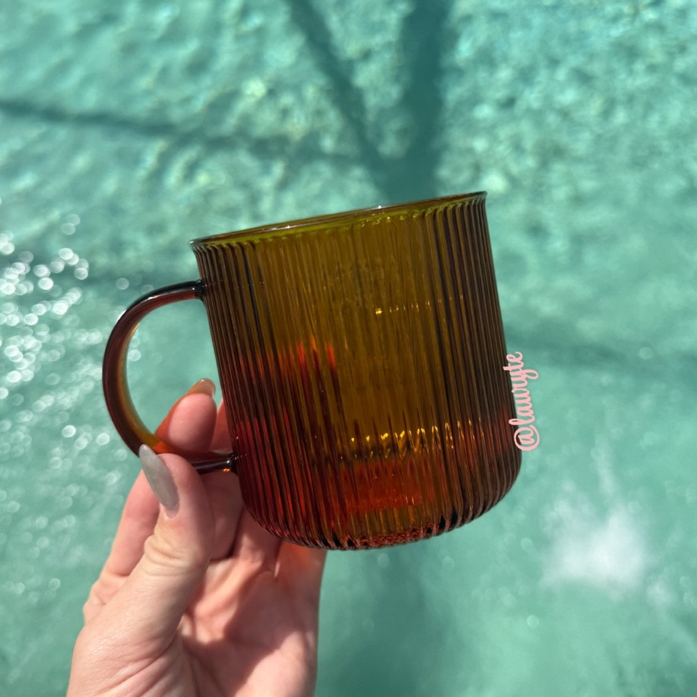 Starbucks 2025 Amber Ribbed Glass Cup - Picture 4 of 5